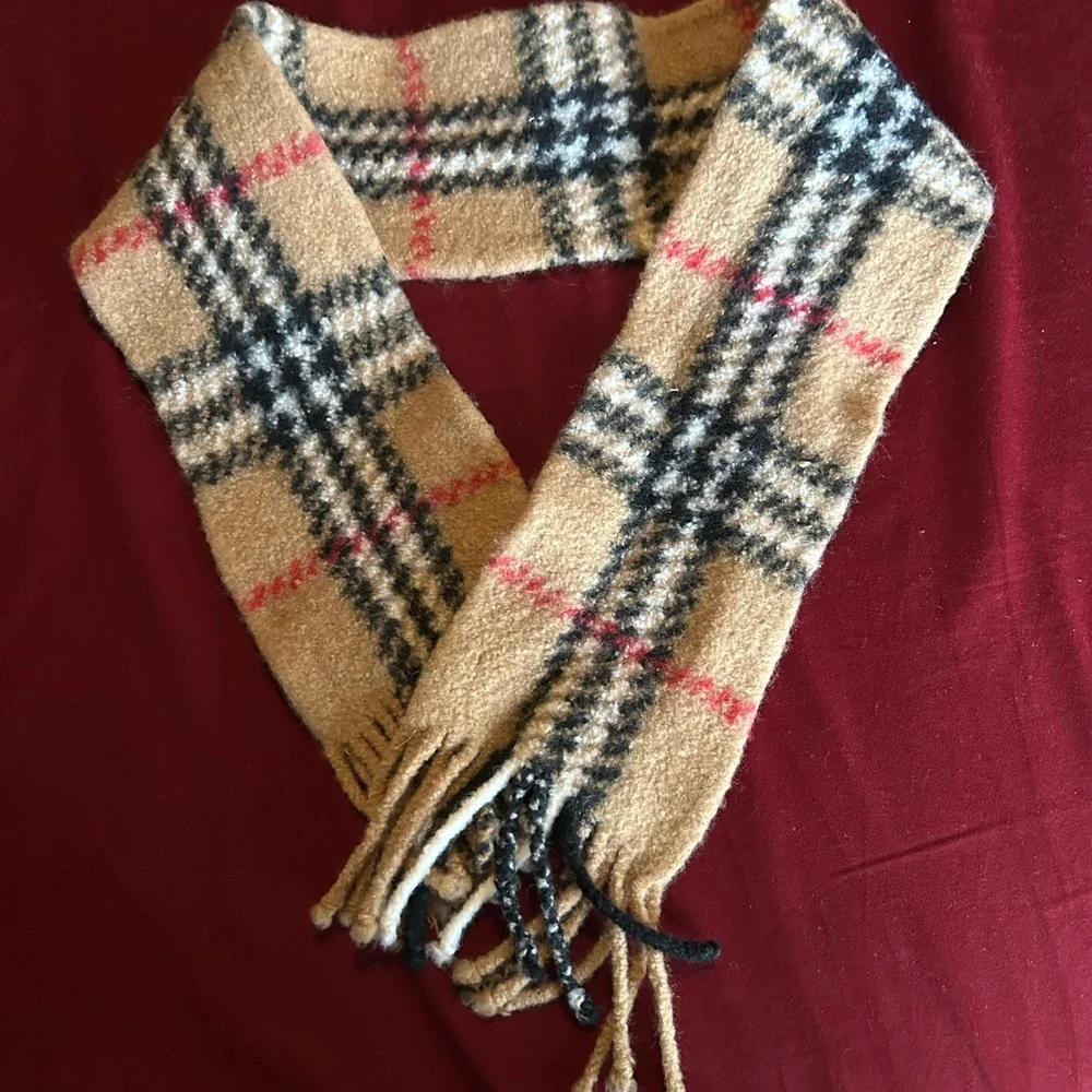 Burberry Tan and Black Checkered Scarf